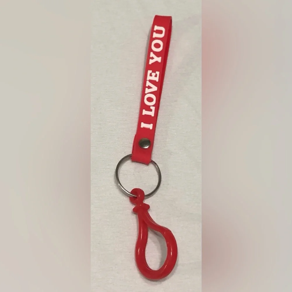 Keychain I love you graphic green. 7”L